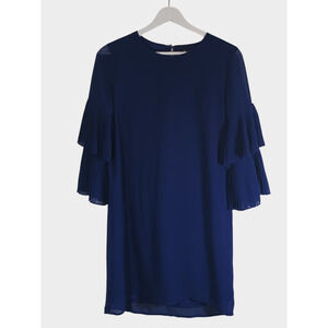 Lulu’s Dress Womens XS Blue Move and Shake Shift Flutter Sleeves Modern Romantic